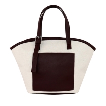 환경 친화적인 면 끈달린 유행 PU 화포 어깨에 매는 가방 