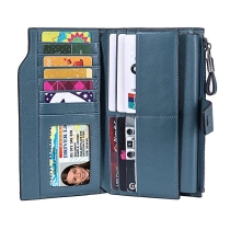  숙녀 pu 가죽 손목 클러치 긴 지갑 대용량 rfid 카드 홀더 지갑 