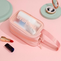 여자 패션 3pcs 세트 방수 PVC 명확한 가죽 세면 용품 주최자 가방 PU 여행 메이크업 가방