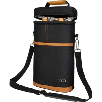  2 병 캐리어 가죽  휴대용 아이스 와인 쿨러 백 