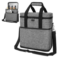 회색 대용량 6 병 알루미늄 호일 쿨러 지퍼  와인 가방 핸드백