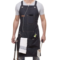 주방 제작 요리를 위한 멀티 포켓이 있는 맞춤형 데님 앞치마