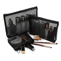 여행 부속품 3  메시 화장용 검정 아름다움 메이크업 지퍼 가방