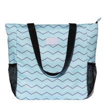 지퍼를 가진  인쇄  물색 어깨 식료품류  끈달린 가방