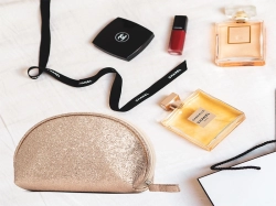 대형 핑크 가죽 매달려 세면 용품 워시 가방