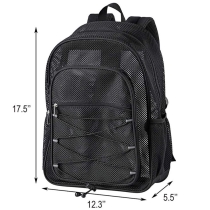  학교 대학 메시 덧대진 결박을 가진 까만 메시 책가방