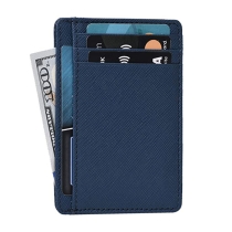 남성용 슬림 미니 가죽 RFID 차단 pu 카드 홀더