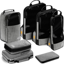 세면 용품 가방이있는 7pcs 세트 여행용 정리 키트 압축 포장 큐브