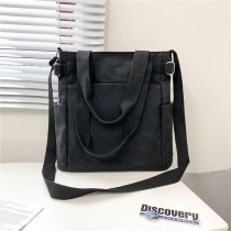 코튼  긴 스트랩 내부에 구획이있는  코튼 토트 백 