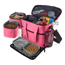 여행 야영을 위해 놓이는 방수 그릇을 가진 주문을 받아서 만들어진 큰 수용량 휴대용 애완견 음식 저장 끈달린 가방