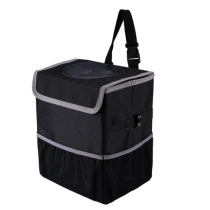 교수형 블랙 방수 자동차 쓰레기통 뚜껑 및 스토리지 포켓 