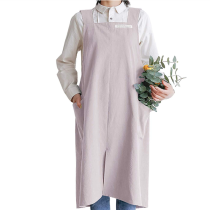 코튼 린넨  베이킹 요리사  원예 귀여운 일본 라인 핑크 앞치마 