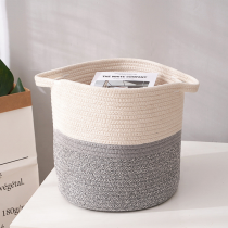 큰 길쌈된 밧줄 저장 바구니 세트 손잡이 세탁물 둥근   밧줄 바구니