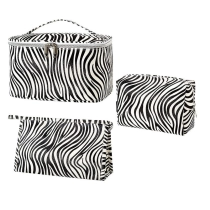 다기능 방수 pu 가죽 여행 세면 용품 지퍼 주최자 3 개 세트 메이크업 가방