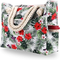 친환경  캔버스  코튼 로프 토트 디자인 대형 비치 백 코튼