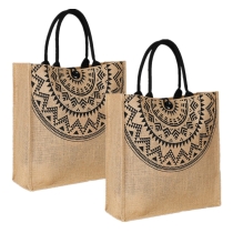 핸들  황마 토트 백재사용 가능 토트 식료품 쇼핑 