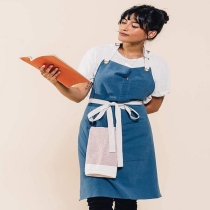 포켓이 있는 조정 가능한 유기농 면 요리 린넨 앞치마