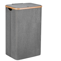 사100 L 대형 세탁 바구니 욕실 대나무 프레임 침실 이동식 세탁 가방