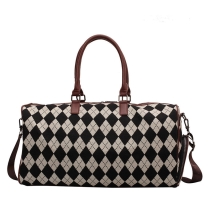 한국 스타일 격자 무늬  럭셔리 캔버스 수하물  토트 백