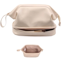 여행 Pu 가죽 더블 레이어 메이크업 가방