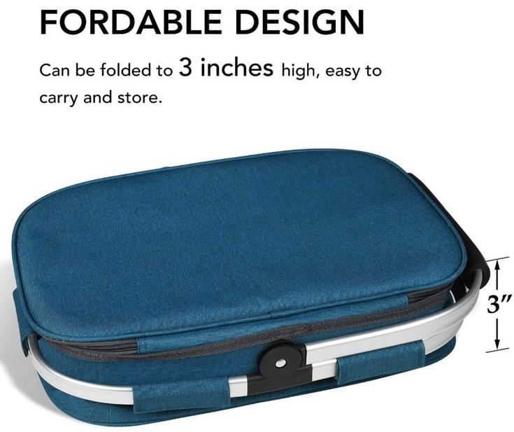 26L 대용량 PEVA 안감 단열 피크닉 가방 휴대용 비치 음료 음식 쿨러 바구니 6