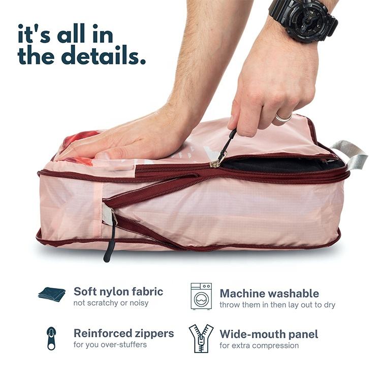 새로운 프로모션 큐브 파우치 컬러풀 여행 정리함 화장품 가방 세트 4