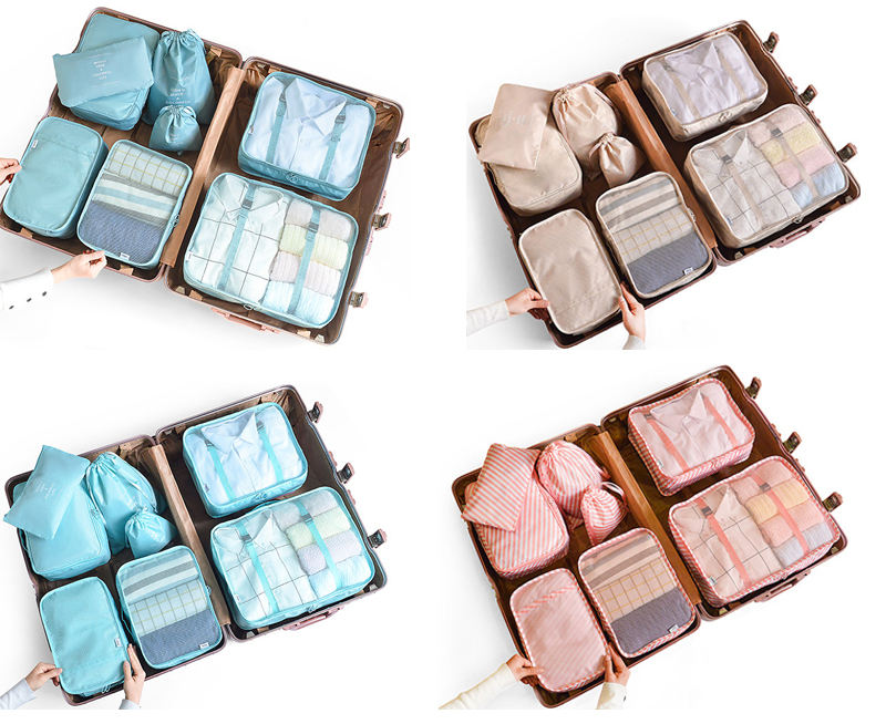 7개 여행용 수하물 포장 정리함 압축 큐브와 신발 가방 포함 1