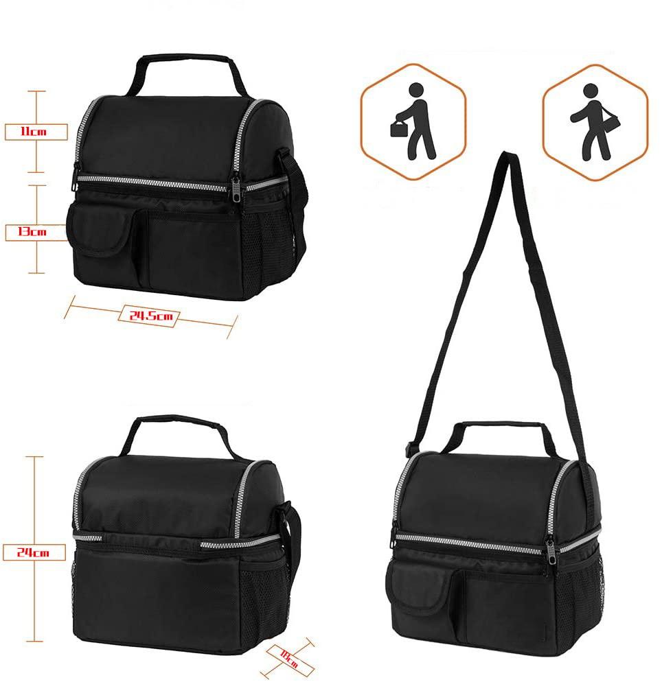 2겹 휴대용 핫 밀폐 푸드 쿨러백 냉동가능 여성용 보온도시락 가방 7