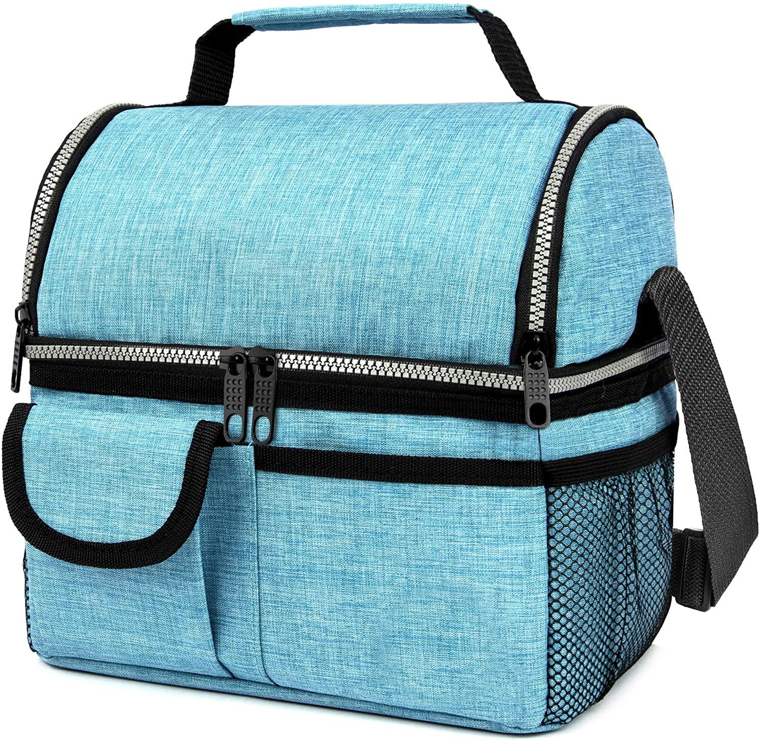 2겹 휴대용 핫 밀폐 푸드 쿨러백 냉동가능 여성용 보온도시락 가방