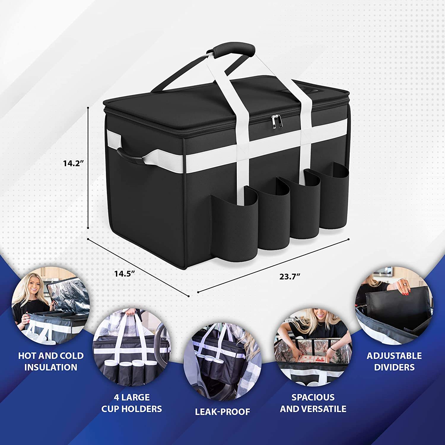 컵 홀더 있는 단열 식품 배달 가방 고품질 핫 콜드 식품 배달 1