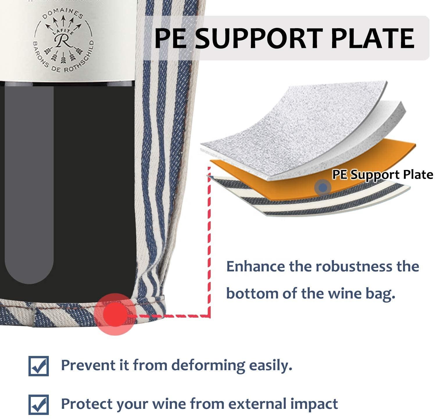 싱글 와인 샴페인 병 보온 쿨러 캔버스 핸드백 토트백 2