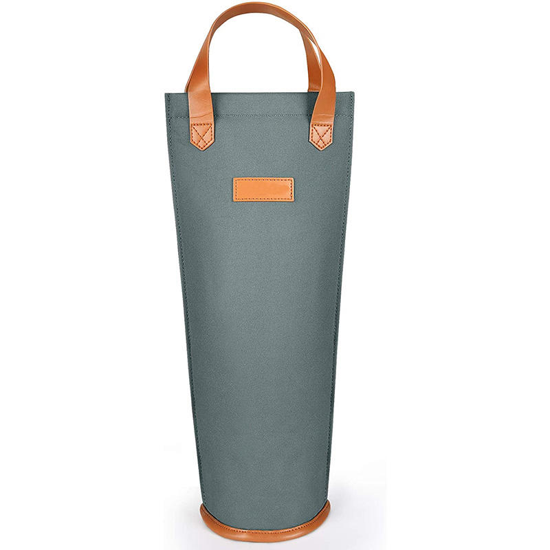 싱글 와인 샴페인 병 보온 쿨러 캔버스 핸드백 토트백 7