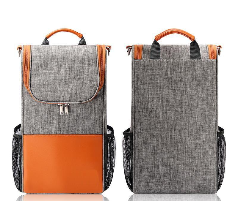 2 병 와인 캐리어 토트 단열 식품 쿨러 방수 피크닉 가방 4