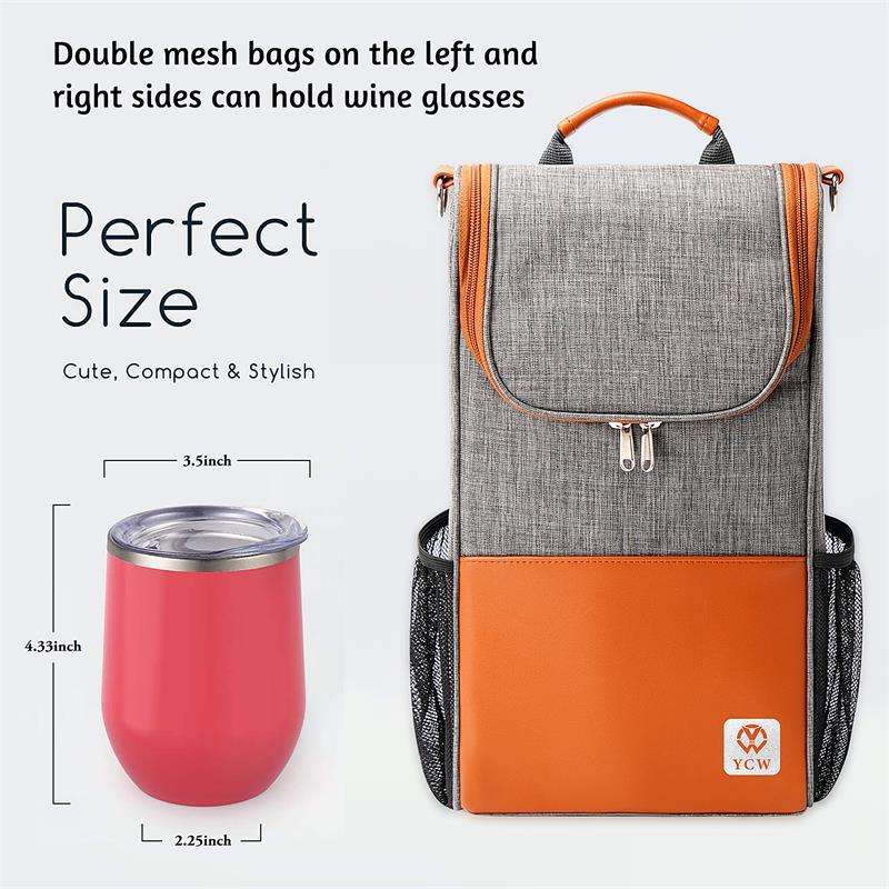 2 병 와인 캐리어 토트 단열 식품 쿨러 방수 피크닉 가방 9