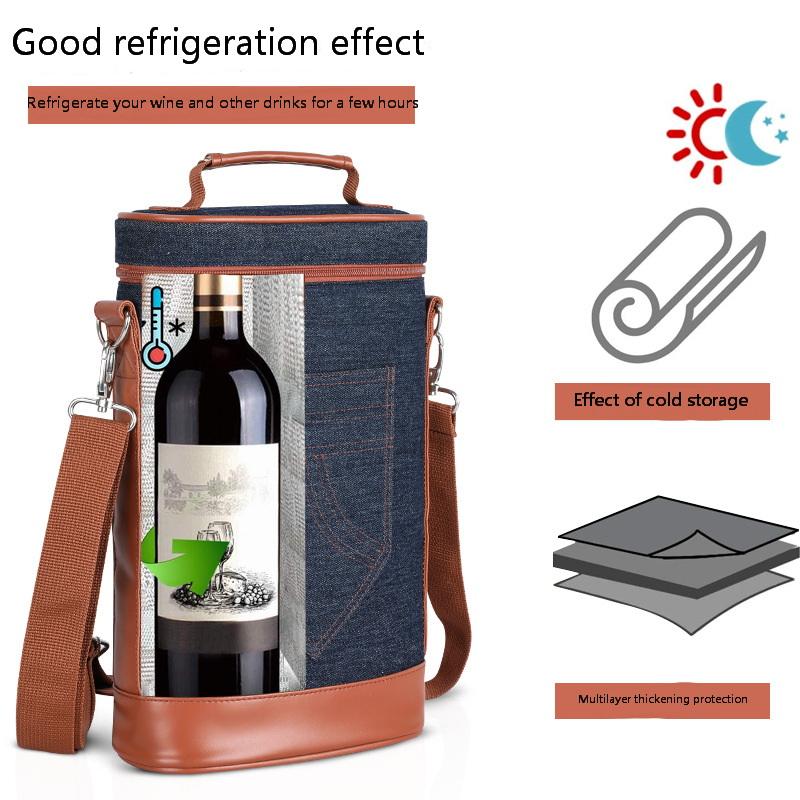 2 병 와인 샴페인 한 병, 휴대용 알루미늄 호일 쿨러백 열 보존 8